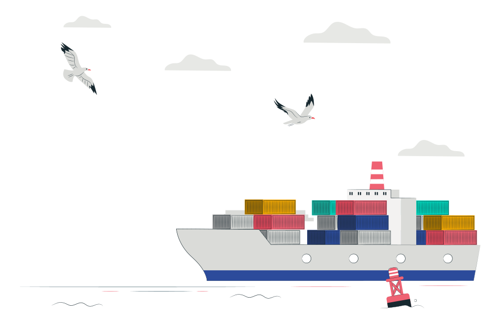 illustration bateau porte container